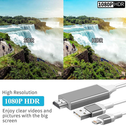 Adapter USB Charger Cable For iPhone Screen To HDMI Digital TV Converter