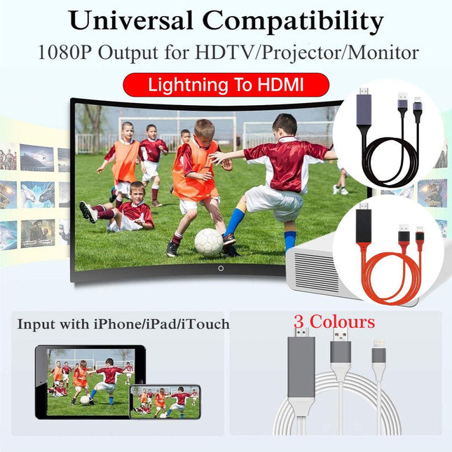 Adapter USB Charger Cable For iPhone Screen To HDMI Digital TV Converter