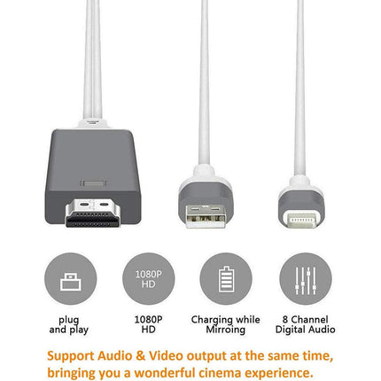 Adapter USB Charger Cable For iPhone Screen To HDMI Digital TV Converter