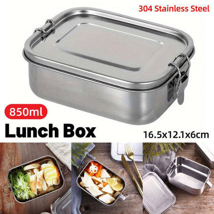 850ml Stainless Steel Square Bento Box Durable Leakproof Food Storage Container