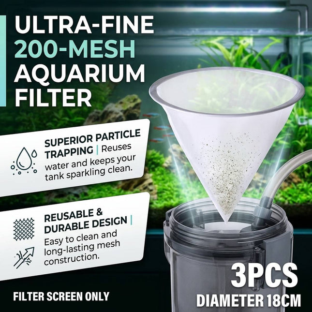 Fine Mesh Aquarium Filter Screens 18cm 3 Pack