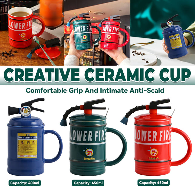 Creative Ceramic Mug Fire Extinguisher Shape Novelty Coffee Tea Cup Durable