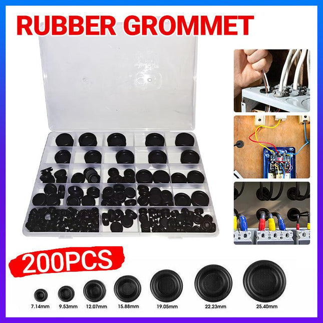 200 Pcs Auto Rubber Grommet Assortment Set Fastener Kit Blanking 7 Popular Sizes - Aimall