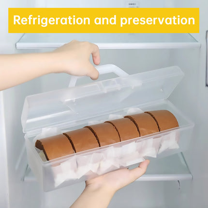 Clear Cake Roll Storage Box 5PCS 29.5x9x8.5cm PP Handle Flip Latch Lid Bakery