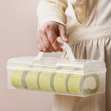 Clear Cake Roll Storage Box 5PCS 29.5x9x8.5cm PP Handle Flip Latch Lid Bakery