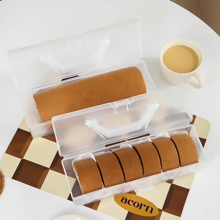 Clear Cake Roll Storage Box 5PCS 29.5x9x8.5cm PP Handle Flip Latch Lid Bakery