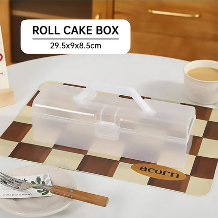 Clear Cake Roll Storage Box 5PCS 29.5x9x8.5cm PP Handle Flip Latch Lid Bakery