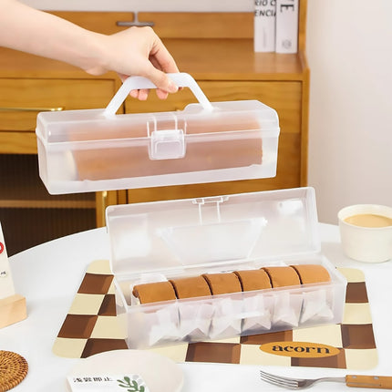 Clear Cake Roll Storage Box 5PCS 29.5x9x8.5cm PP Handle Flip Latch Lid Bakery