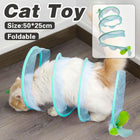 Cat Tunnel Toy Set Collapsible Cat Tube with Teaser Wand Feather Toy Indoor Play