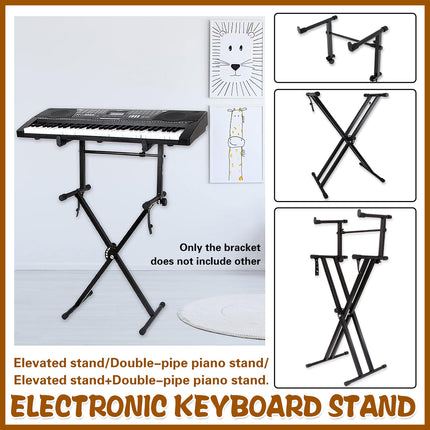Electronic Keyboard Stand Adjustable Height X Type Piano Stand Double Pipe Raised Stand