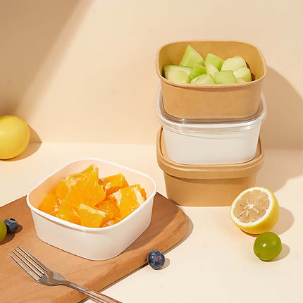 50PCS Disposable Square Food Containers with Lids 750ml Food-safe