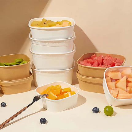 50PCS Disposable Square Food Containers with Lids 750ml Food-safe
