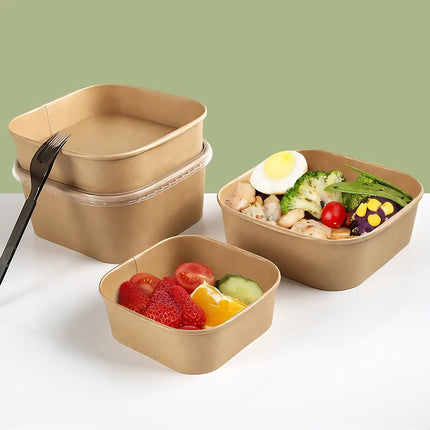 50PCS Disposable Square Food Containers with Lids 750ml Food-safe
