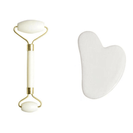 Jade Face Massage Roller Facial Massager Beauty Tool Body Eye Neck Gua Sha Board - Aimall