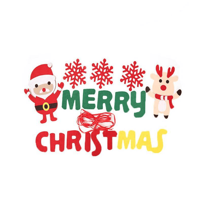 Merry Christmas Banner Felt Christmas Santa Flags Banner Hanging Xmas Decoration - Aimall