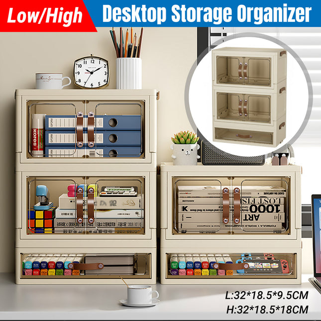 Modular Desktop Drawer Organiser Clear Door Stackable Home Office 3 Sizes