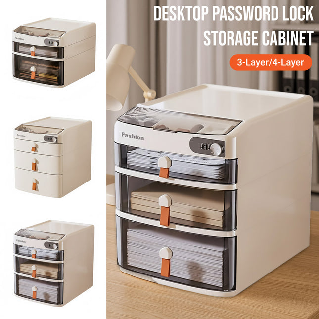 Desktop Drawer Cabinet with Password Lock 3 or 4 Layer HIPS Office Home Storage