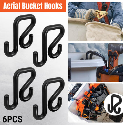 6PCS Aerial Bucket Hook Set S-Shape Black 2 Inch for Garage Workshop Storage