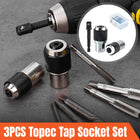 3PCS Adjustable Tap Socket Set M3-M12 Cr-Mo with 3/8 Drive Adapter for Workshop