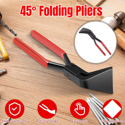 45 Degree Sheet Metal Bending Pliers 60mm Jaw Black Red Handle for Workshop DIY