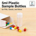 200PCS 5ml Plastic Sample Bottles Transparent with Lids Durable for Pills Seeds