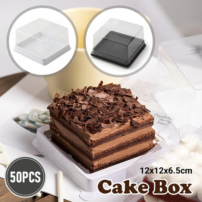 50PCS Transparent Cake Box 12x12x6.5cm Disposable Bakery Packaging Box