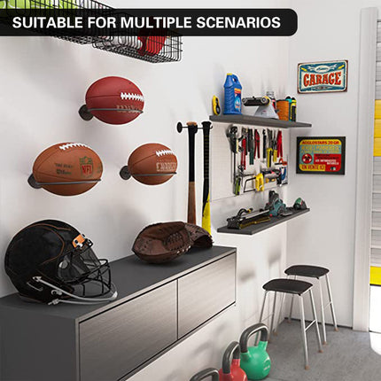 Wall Mounted Football Display Rack Metal Sports Holder for Rugby Soccer Ball Use