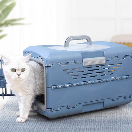 Foldable Pet Carrier Portable Dog Cat Travel Bag Cage House Kennel Case Blue