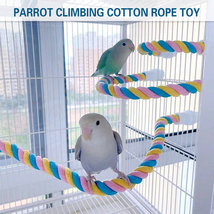 U Shaped Parrot Cotton Rope Climbing Toy Perch Stand for Bird Cage