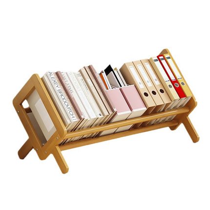 Desktop Bookshelf Small Bamboo Tabletop Shelf Book Stand for Home Office Use