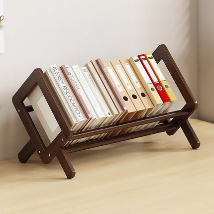 Desktop Bookshelf Small Bamboo Tabletop Shelf Book Stand for Home Office Use
