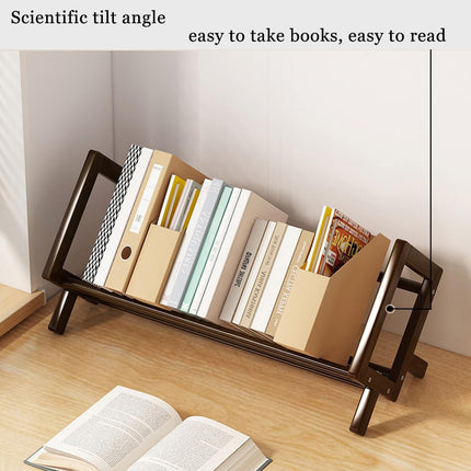 Desktop Bookshelf Small Bamboo Tabletop Shelf Book Stand for Home Office Use