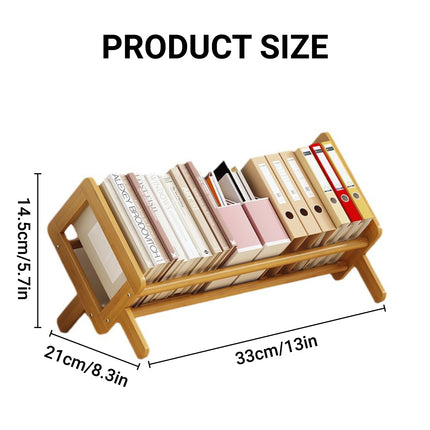 Desktop Bookshelf Small Bamboo Tabletop Shelf Book Stand for Home Office Use