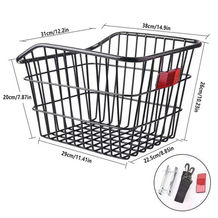 Bike Rear Basket Bicycle Back Schoolbag Holder Rear Mounted Bike Storage Carrier