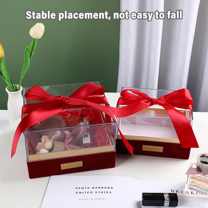 Acrylic Gift Box Clear Souvenir Display Case Bow Storage Container for Packaging