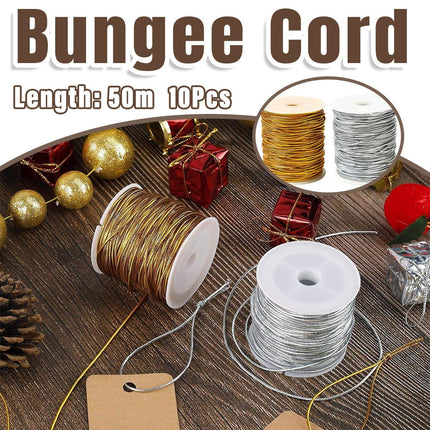 Elastic Rope Cord 10pcs Gold Silver Stretch String for DIY Craft Gift Wrapping