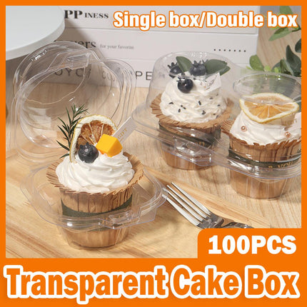 100PCS Transparent Cupcake Packaging Box Muffin Container Bakery