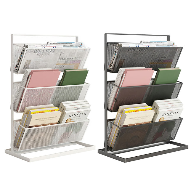 Desktop Bookshelf Organiser 3 Tier 33x16x44cm Mesh Black or White for Office