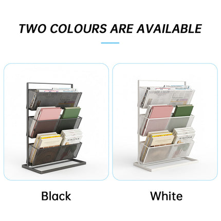 Desktop Bookshelf Organiser 3 Tier 33x16x44cm Mesh Black or White for Office