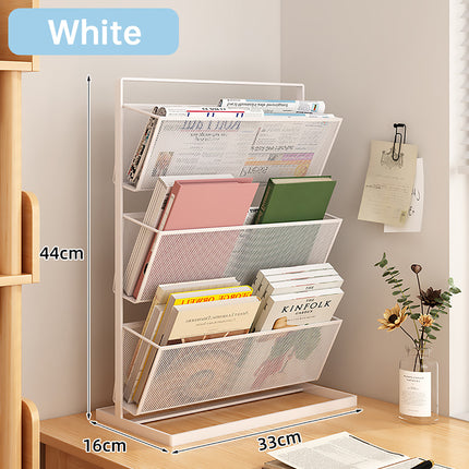 Desktop Bookshelf Organiser 3 Tier 33x16x44cm Mesh Black or White for Office