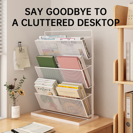 Desktop Bookshelf Organiser 3 Tier 33x16x44cm Mesh Black or White for Office