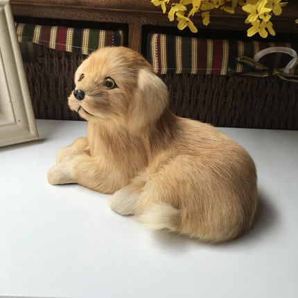 Simulation Golden Retriever Dog Model Leather Fur Home Decoration Ornament