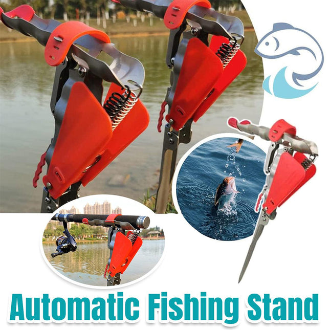 Automatic Fishing Rod Holder Spring Cast Starter Floor Mount Rod Stand Support