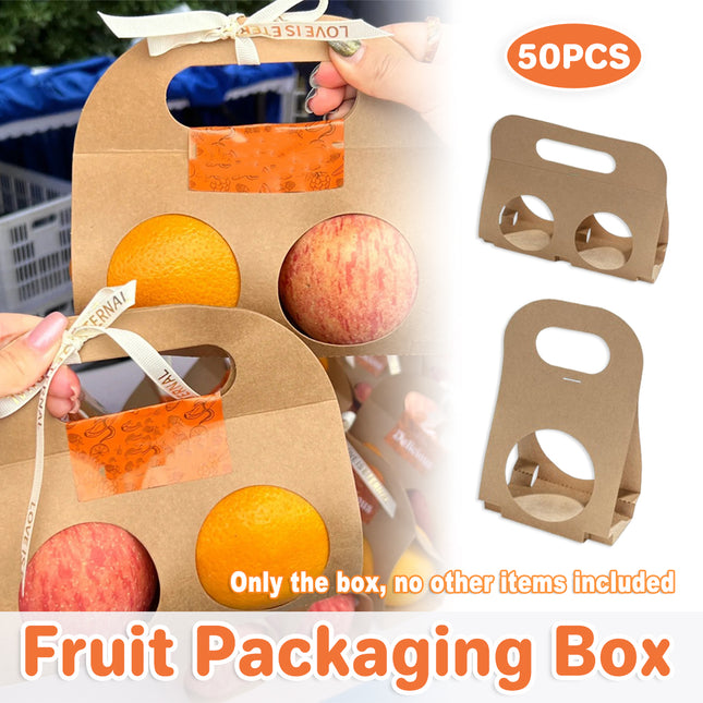 50PCS Kraft Paper Packaging Box Fruit Gift Bag Single Double Handle for Party