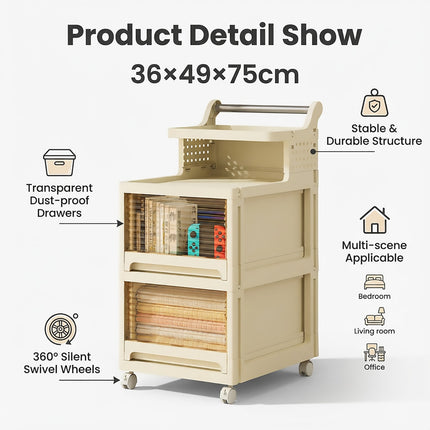 4 Tier Trolley Storage Rack with Removable Handle for Home Kitchen Bathroom Use