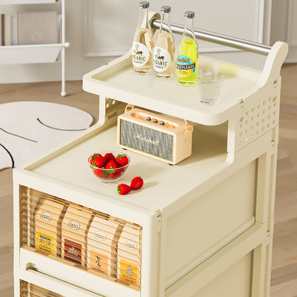 4 Tier Trolley Storage Rack with Removable Handle for Home Kitchen Bathroom Use