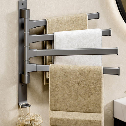 Rotating Towel Rack Wall Mounted Bathroom Shelf Multi Rod Swivel Towel Holder
