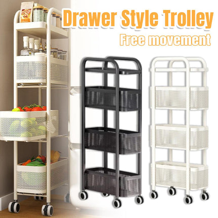 Multi Shelf Bathroom Storage Trolley Organizer with Pull Out Drawer Unit Stand