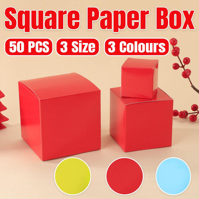 50pcs Colourful Square Paper Boxes Gifts Packaging Craft Supplies Storage Boxes