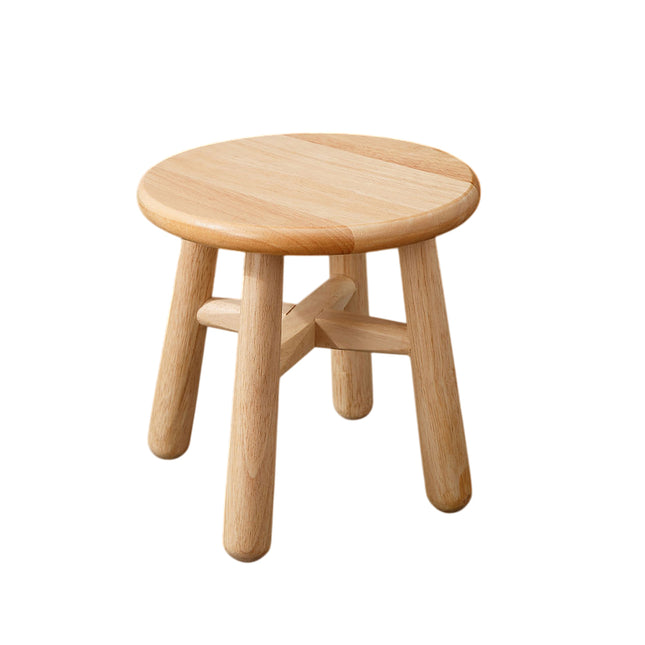 Wooden Round Stool Shoe Changing Low Stool Sturdy Compact for Entryway Home Use